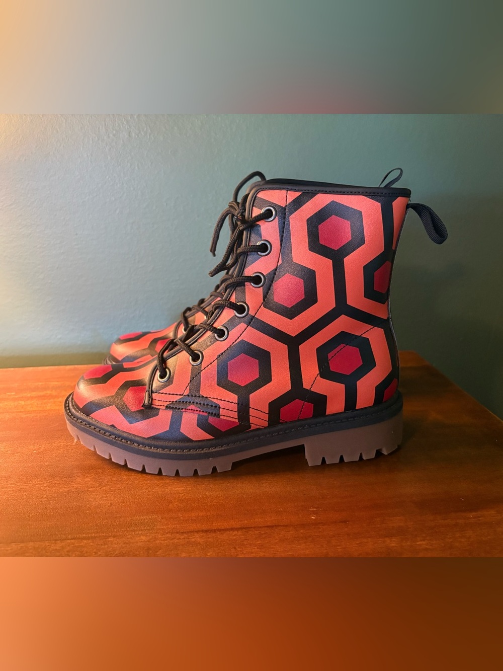 The Overlook pattern lace up boots